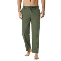 B91XZ мъжки панталони Леки домашни пантални панталони еластични разхлабени ежедневни панталони за талия Мъжки панталони Зелени, размер s
