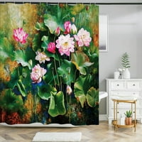 Северни цветни листа от печат тъкан душ завеса водоустойчив полиестер баня завеса флорални листни завеси за декор на банята