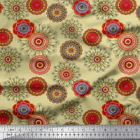Soimoi лилав памук Poplin Fabric Artistic Flower Mandala Decor Fabric Printed Yard Wide