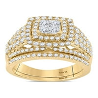 Златна звезда 14kt Жълто злато принцеса диамантен булчински сватбен пръстен лента 1- cttw
