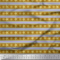 Soimoi памучен Poplin Fabric Stripe & Snowflake Artistic Print Sheing Fabric Wide