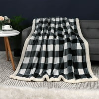 Piccocasa Plush Fleece Хвърлете одеяла за диван диван, черно и бяло хвърляне 50 60