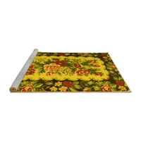 Ahgly Company Machine Pashable Indoor Square Persian Yellow Traditional Area Cugs, 7 'квадрат