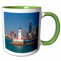 3Drose, минавайки покрай фара на Чикаго Харбър - САЩ JRE - Joe Restuccia III - Дву тонална зелена чаша, 11 -унция