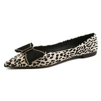 Crocowalk Дами плоски обувки лък апартаменти Оценени пръсти Обления Жени парти ежедневно на бял леопардов печат 4.5