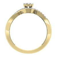 Колекция DazzlingRock 0. Карат 10K кръгла диамант усукана вихър Клъстер годежен пръстен CT, жълто злато, размер 7