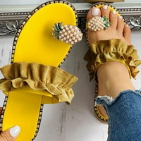 Жени момичета перлени плоски бохемски стил ежедневни сандали чехли плажни обувки