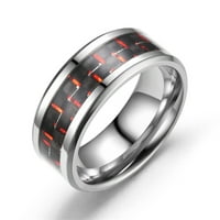Бижута нова трицветна влакна двойка пръстен от титаниев стоманен пръстен за пръстени за жени неръждаема стомана червено