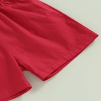 Eyicmarn Деня на независимостта деца момчета дрехи костюми ивици звезди от печат на яка с яка къси ръкави ризи червени къси шорти комплект