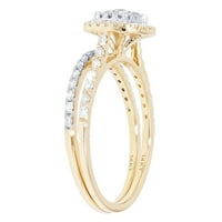 Клъстер ореол 1ct диамантен булчински пръстен 14k -White Gold