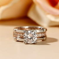 Jeulia Diamond Band Rangs за жени CZ стерлинги Сребърно взаимозаменяеми пръстени Комплекти сватба годишнина обещават ринг булчински комплекти