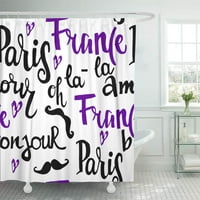 Резюме на думите Париж Амур Франция Бонжур френска завеса за душ на мастило