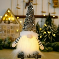 Коледна парти декорация с пайети шапка Рудолф кукла със светлини Домашни декорации