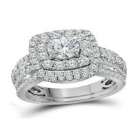 Jewels 14kt White Gold Womens Round Diamond Halo Bridal сватбена годежна лента за пръстена 2- cttw