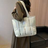 Bxingsftys Небрежна чанта памучен подплатен чанта с подмишник плътно цвят мека преносима зимна чанта