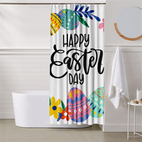 Fnyko Великденски душ завеса анимационен филм заек яйце декорация завеса с громжи и куки водоустойчива завеса за баня