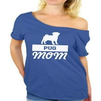 Неудобни стилове женски мопс мама графична тениска на раменните върхове тениска