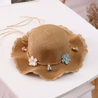 Тавоп слънчеви шапки за жени Лято жени Цветя декорирана шапка въже плажна шапка слънце шапка бял един размер