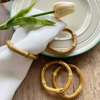 Ръчно изработен бамбуков пръстен на салфетка Естествен селски салфетки държачи на естествена салфетка Държач за декорации на маса, комплект от 6