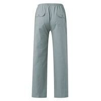 Панталони за мъже за мъже мъжки ежедневни ежедневни плътни панталони панталони в средата на талията джобни панталони работни панталони за мъже сиви