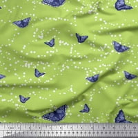 Soimoi Green Silk Fabric Dot & Butterfly Printted Craft Fabric край двора