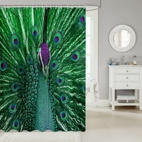 3D паунов душ завеса красиви пера за баня душ завеса комплект за деца възрастни зелено сладко животинска баня завеса ярко паун водоустойчив завеси за стаи декор