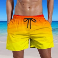 Miluxas плюс размери панталони, мъжете небрежни шорти за градиент с джобове еластични талии плажни панталони жълти 6