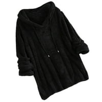 Рудено качулка за жени удобни топли плюшени теглички зимен качулка пуловер плътни върхове с дълъг ръкав за гамаши
