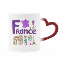 Франция Национален символ на забележителност модел на топлината чувствителна чаша червен цвят смяна на каменни изделия чаша