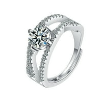 Жени модни пръстени отворени регулируеми пръстени Кубични цирконийски обещания за пръстени за нейните пръстени сребро
