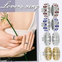 Бижута инкрустирана праскова сърце Циркон Пълни диаманти Микро-инкрустирани диаманти модел европейска и американска двойка пръстени за пръстени за жени метални червени
