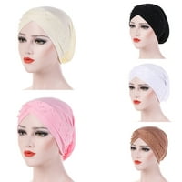 Flmtop шапка плътна цветна мъниста жени еластична капачка за опаковане на главата за ежедневието