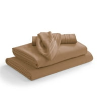 Комплект легла на Nestl, комплект за лист с дълбоки джобни бельо, микрофибър, пълен XL, Mocha Light Brown