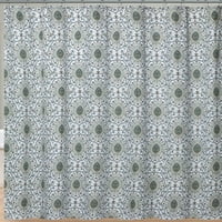 Военноморски зелено синьо и бяло флорално мадалион завеса за душ за баня: тъкан микрофибър релеф