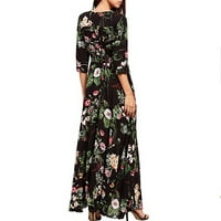 Жени лятна рокля Женски пролет Simia Retro Style Holiday Style V-образен разхлабена дълга пола дълга пола, черна, m