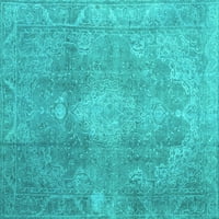 Ahgly Company Indoor Rectangle Persian Turquoise Blue Bohemian Area Rugs, 2 '5'