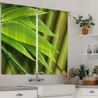 Haite Bamboo завеси прозорец Завест декор завеси прът джоб полупрозрачен кратък панел Topper Modern Style-C W: 35 H: 59