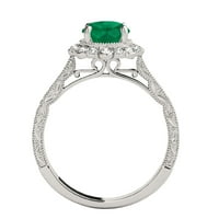 Aonejewelry 1. Ct. TTW Diamond и Emerald Ring в 10K бяло злато