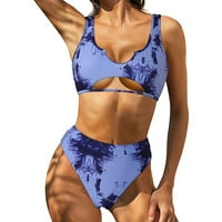 Женски печат подплатен натискане на бикини издълбани бански костюми Beachweart Blue S