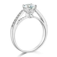 Wellingsale дами солиден 14K бяло злато полирано CZ Cubic Zirconia кръгъл годежен пръстен със странични камъни - размер 5.5
