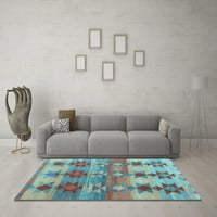 Ahgly Company Indoor Rectangle Southwestern Light Blue Country Area Rugs, 2 '5'