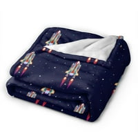 Douzhe Ultra-Soft Micro Fleece Lightweight Flannel Bed Bednet, Cartoon Rocket