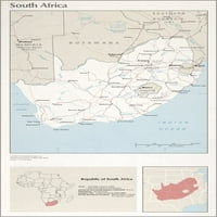 24 x36 Плакат за галерия, ЦРУ карта на Южна Африка 1976 г.