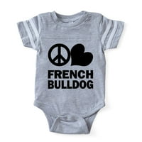 Cafepress - Fin Peace Love French Buldog Baby Football Bodysu - Сладко бебешко футболно боди за бебе
