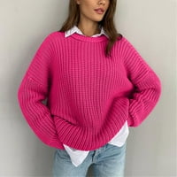 Нов небрежен хлабав мързелив пуловер с вятър жени Външно облекло пуловер с дълъг ръкав кръгла врата плетен пуловер