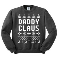 Wild Bobby, Daddy Claus, Ugly Christmas, Unise Crewneck Graphic Sweatshirt, Heather Black, 2XL