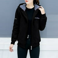 Symoid Womens Coats- модна дама жилетка солидни качулки за блуза с дълги ръкави спортно палто черно xl