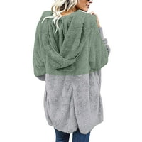 Женски жилетка ежедневно сплайс палто зима топъл отворен фронт с джобове с качулка с качулка за жени облечени