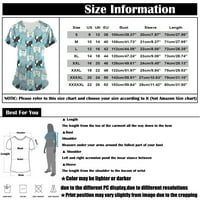 Блуза на Bazyrey за жени Дамска печат с кратък ръкав V-образно деколте върхове работещи униформени джобни блузи Khaki xxxl