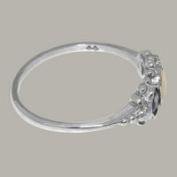 Британски направени стерлинги Silver Natural Opal & Sapphire Womens Promise Ring - Опции за размер - размер 10.75